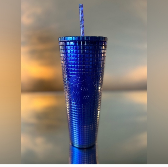 SALE!! 2 FOR $30 Starbucks Blueberry Pearl Grid Glitter Venti 24 oz Tumbler Cup - Picture 5 of 12